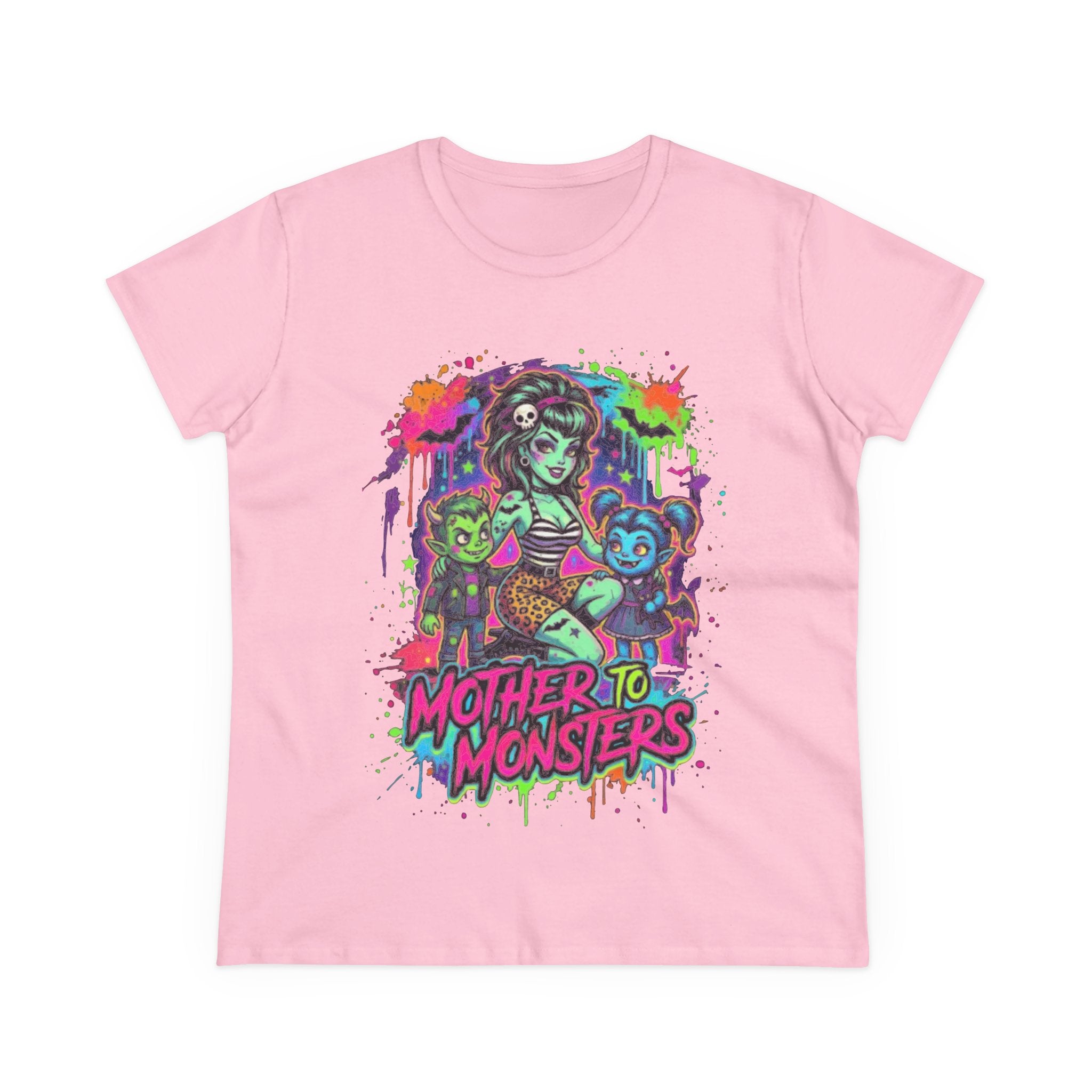 Mother to Monsters Tee — Neon Retro Mom & Kids Halloween Shirt