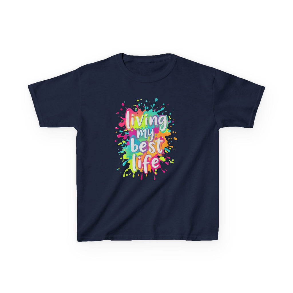 Kids T‑Shirt — "Living My Best Life" Colorful Paint Splash Tee