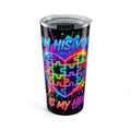 Autism Puzzle Heart 20oz Tumbler — Neon "He’s My Voice" Travel Cup
