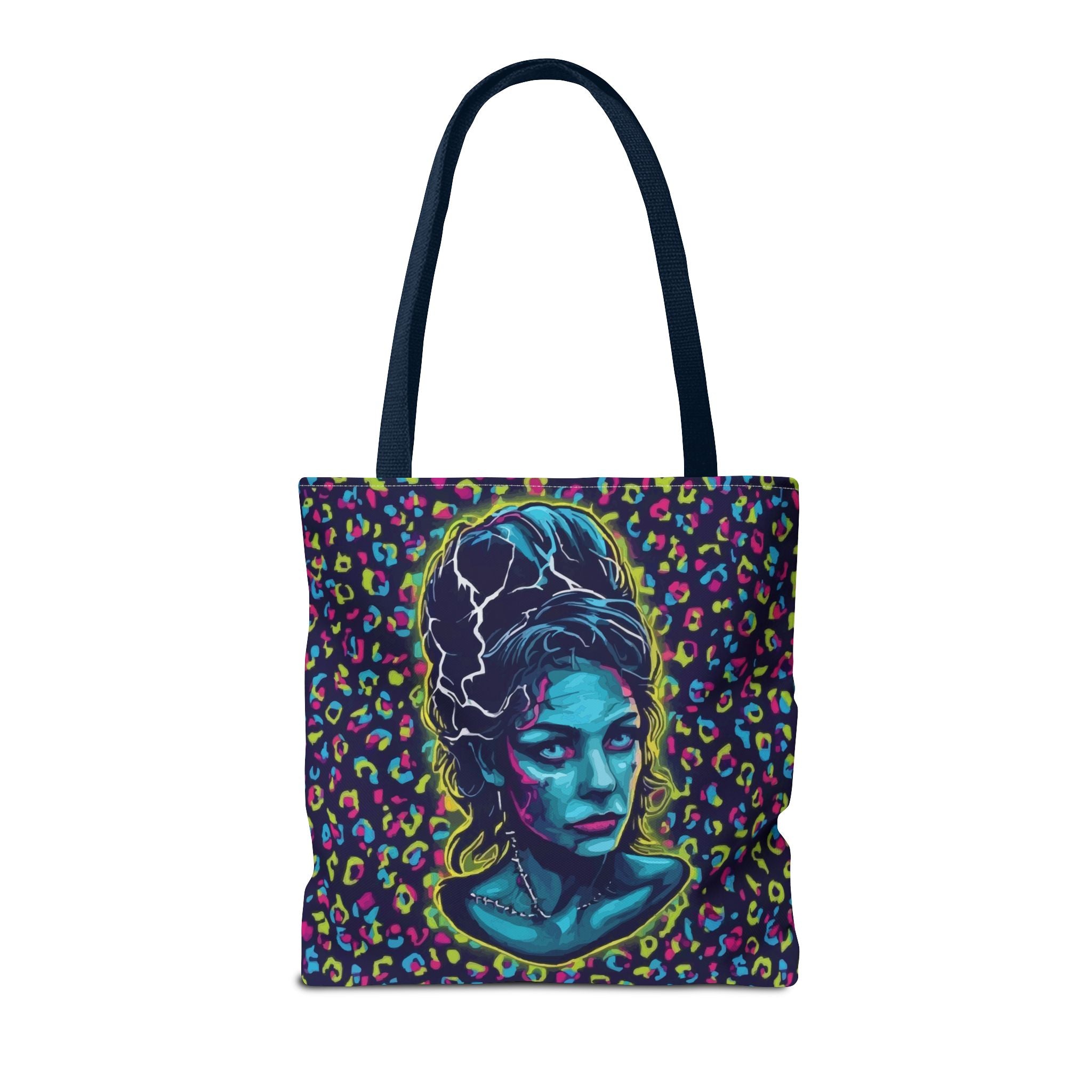 Neon Bride of Frankenstein Tote Bag - Retro Pop Art All-Over Print