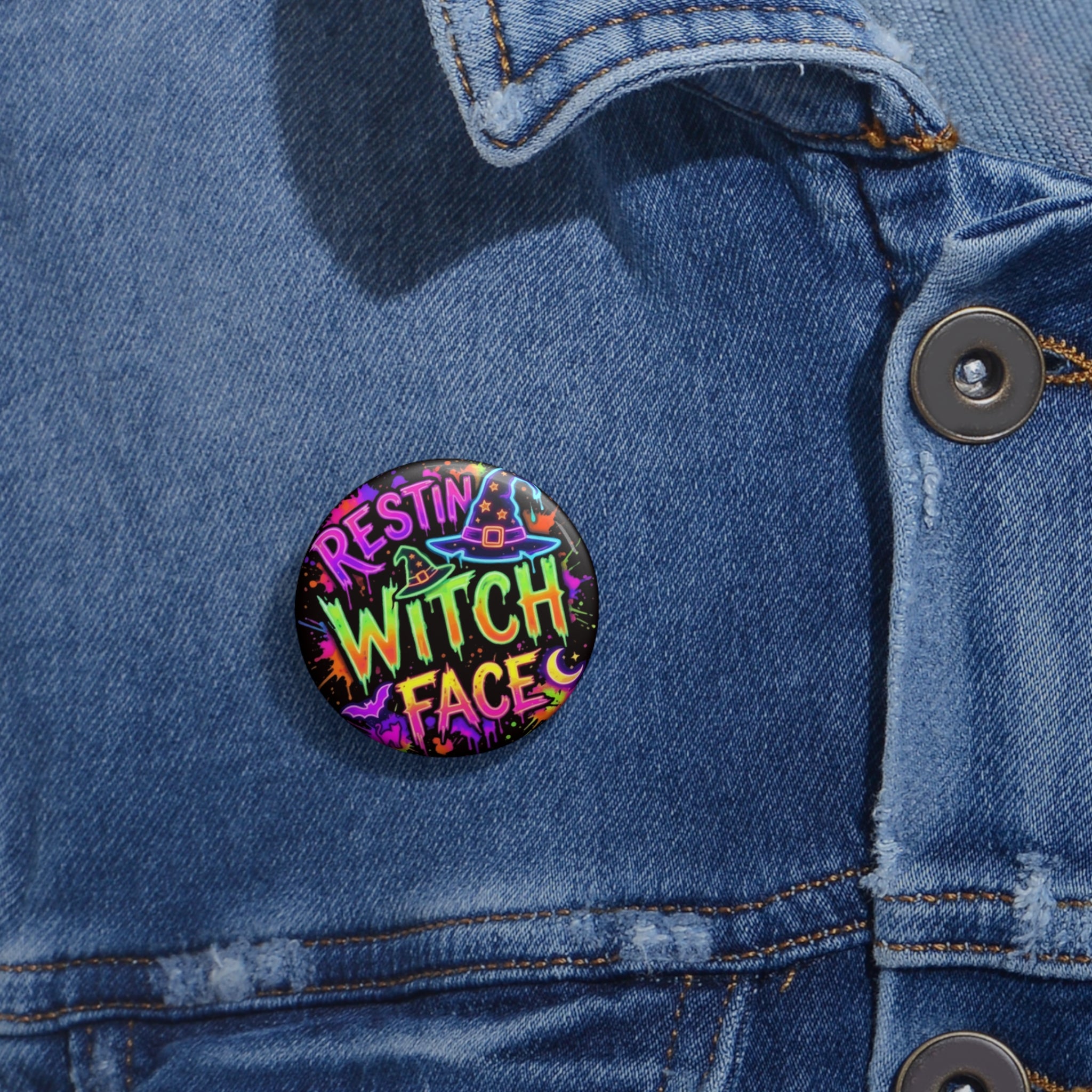 Pin Button — "Resting Witch Face" Colorful Halloween Enamel Pin Badge
