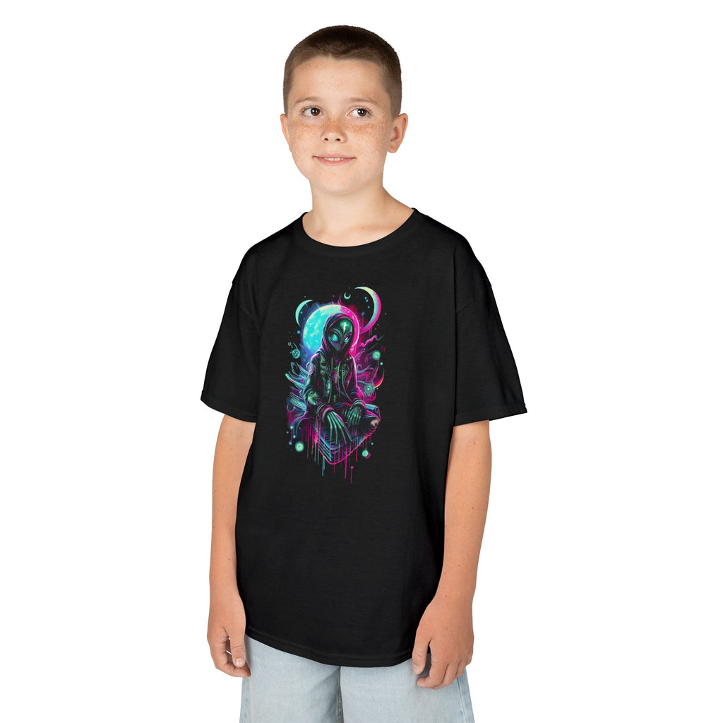 Kids Alien Tee — Neon Cosmic Space Graphic Shirt