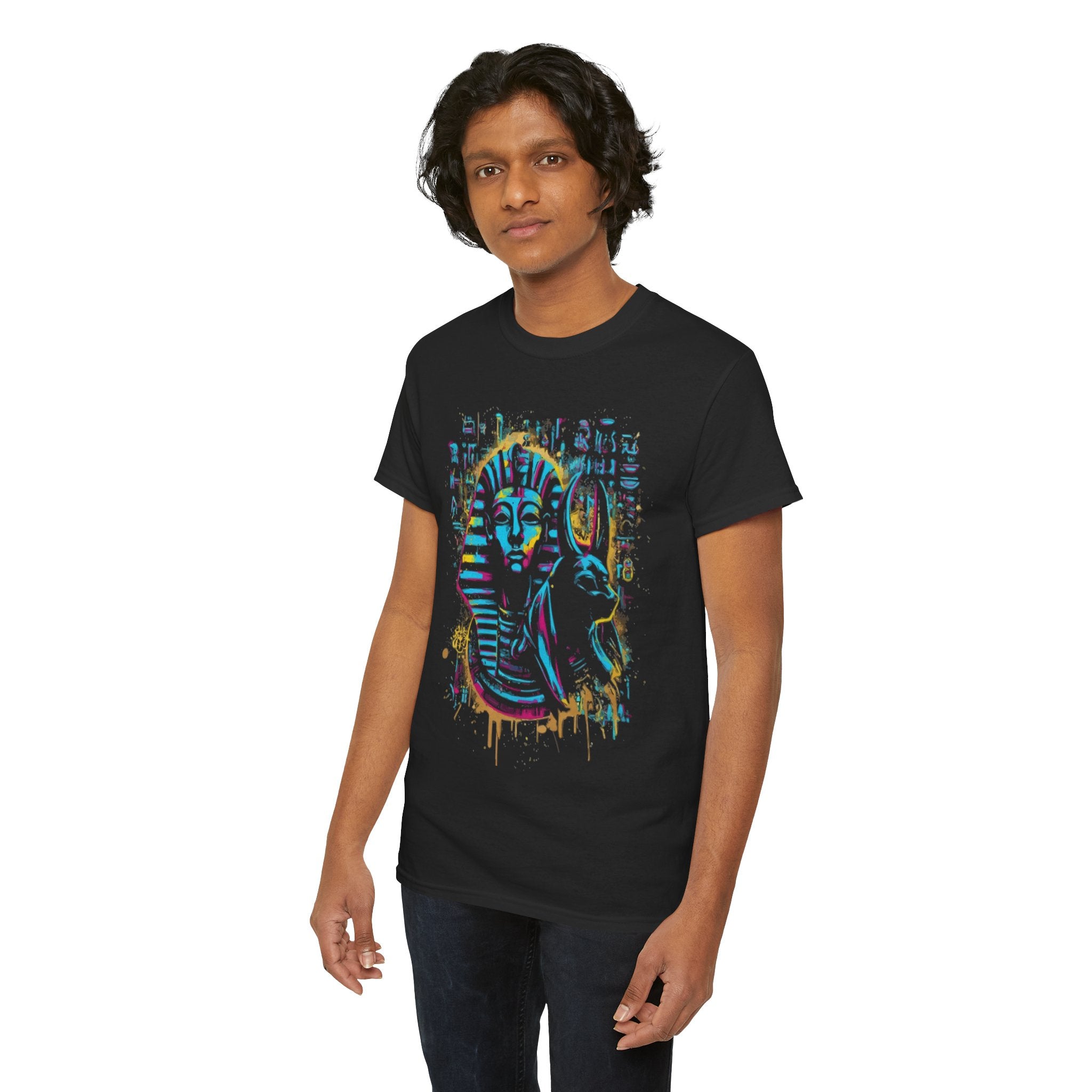 Pharaoh Street Art T-Shirt — Neon Egyptian King Graphic Tee