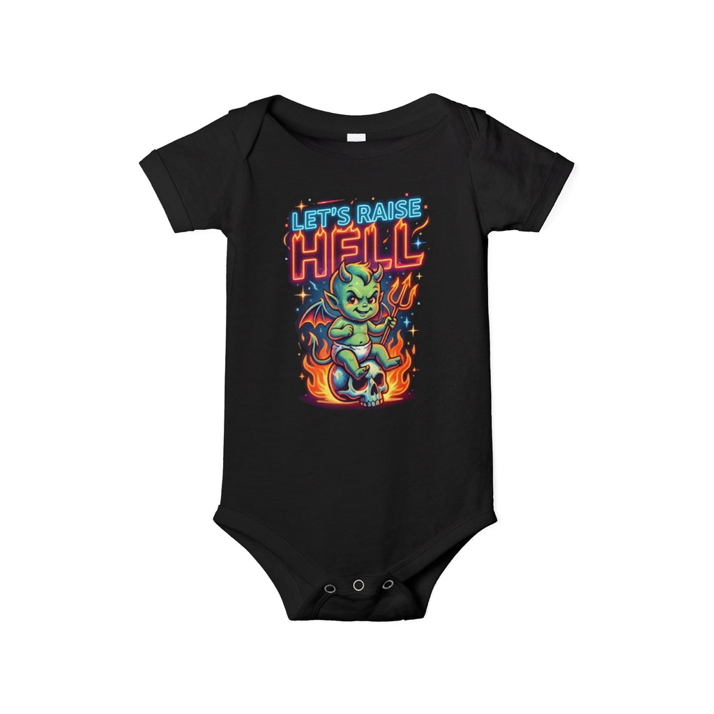 Infant Onesie "Let's Raise Hell" Demon Baby Graphic Romper