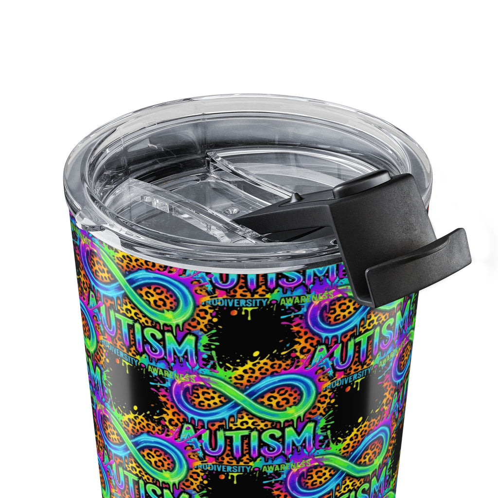 Autism Awareness Infinity 20oz Tumbler — Colorful Puzzle Ribbon Travel Cup