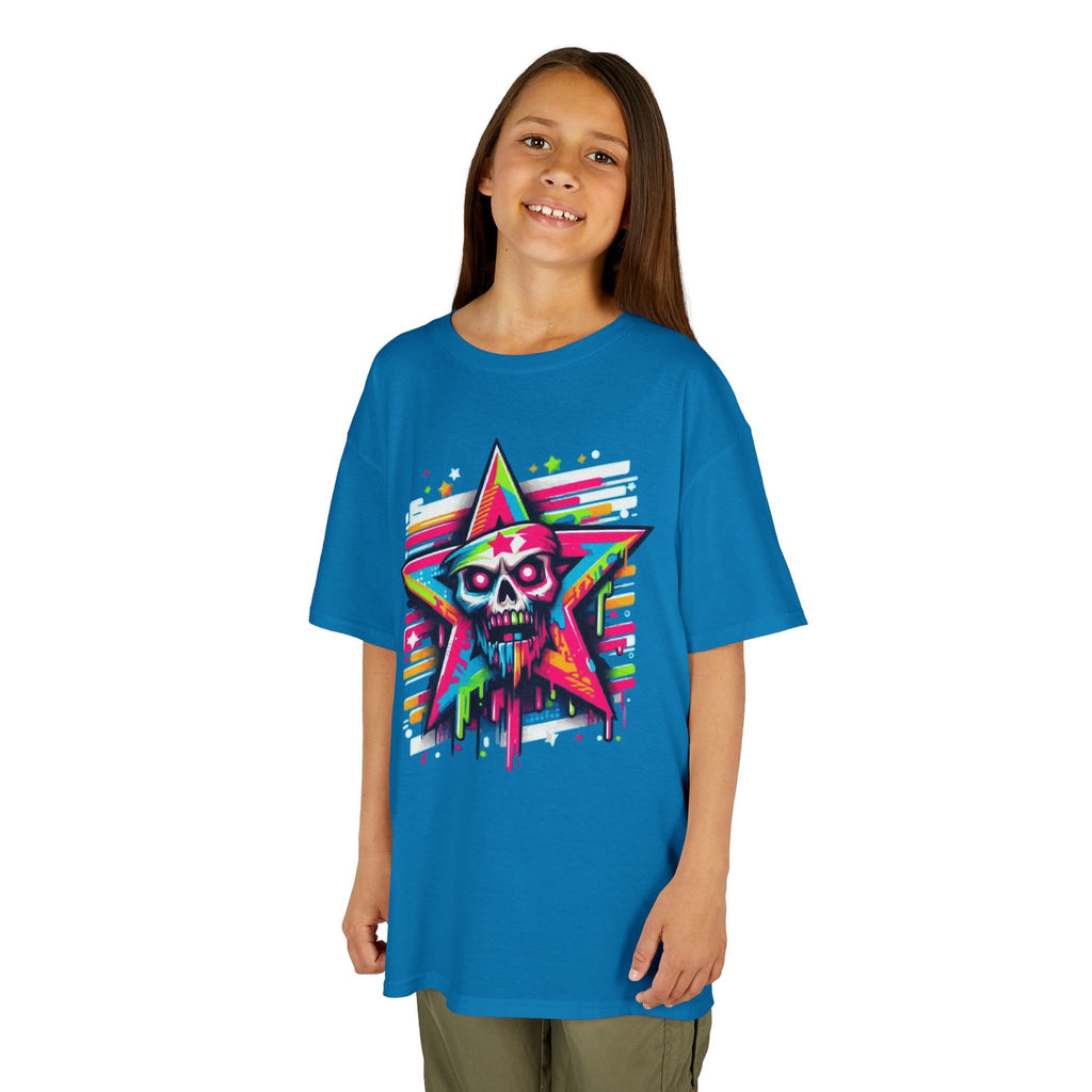 Kids T-Shirt — Neon Drip Zombie Star Graphic Tee