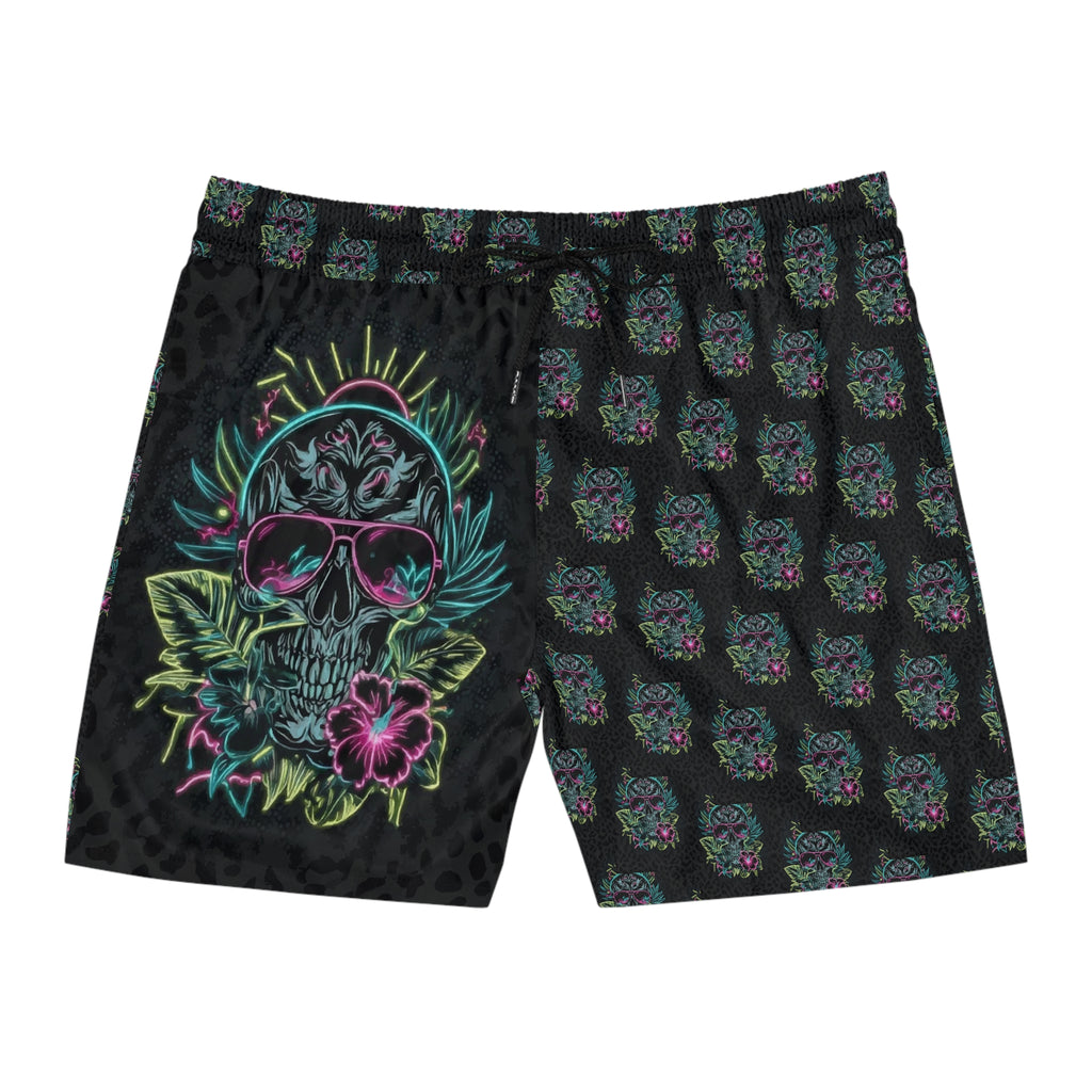 Neon Skull Floral Swim Shorts