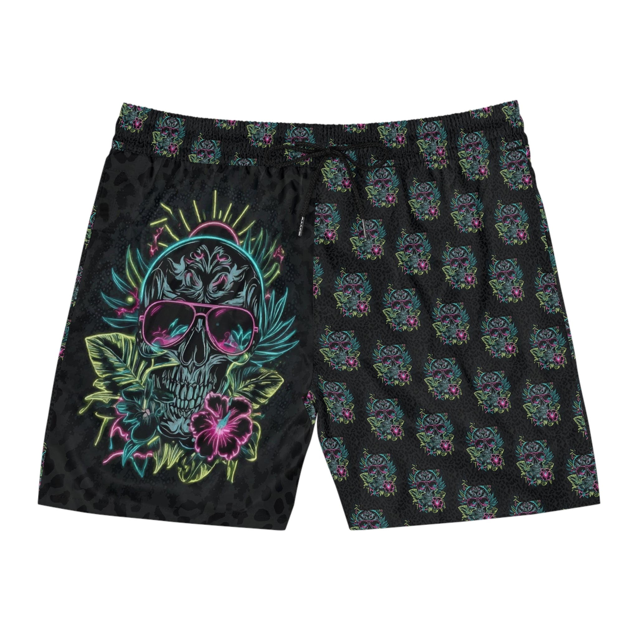 Neon Skull Floral Swim Shorts