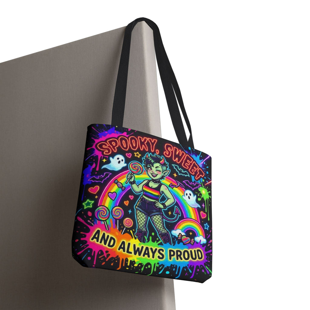 Spooky, Sweet and Always Proud Rainbow Goth Tote Bag