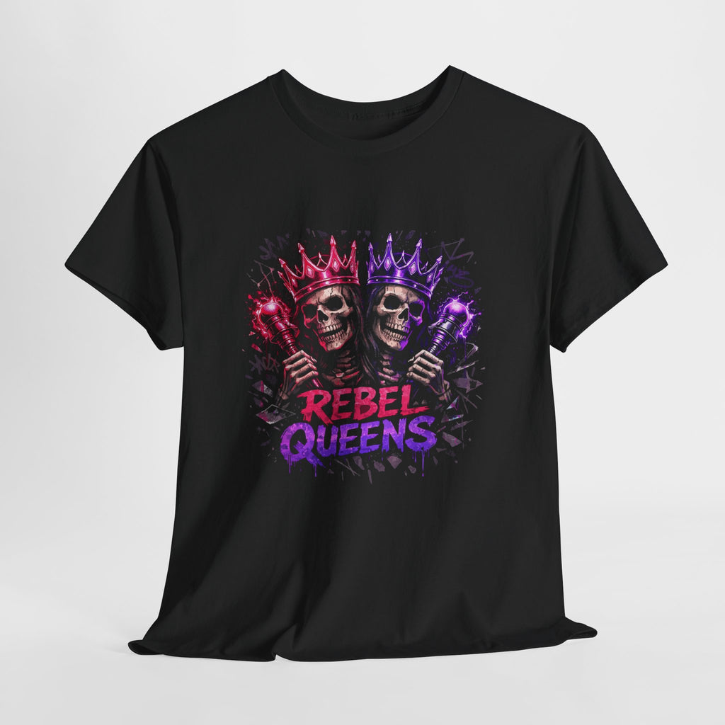 Rebel Queens Skull Tee – Neon Gothic Crown Graphic T-Shirt