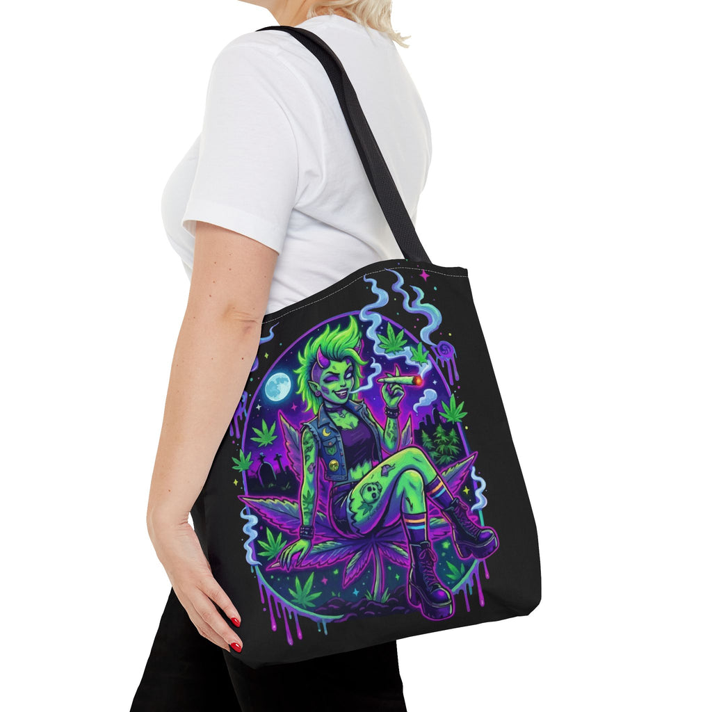 Neon Cannabis Tote Bag – Gothic Stoner Goth AOP Carryall
