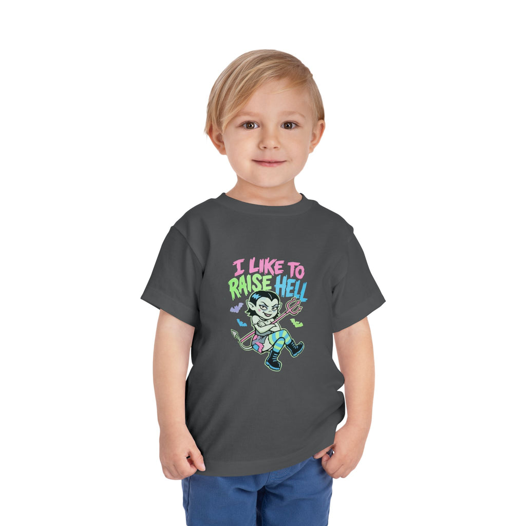 Toddler Tee - "I Like to Raise Hell" Cute Punk Vampire Graphic