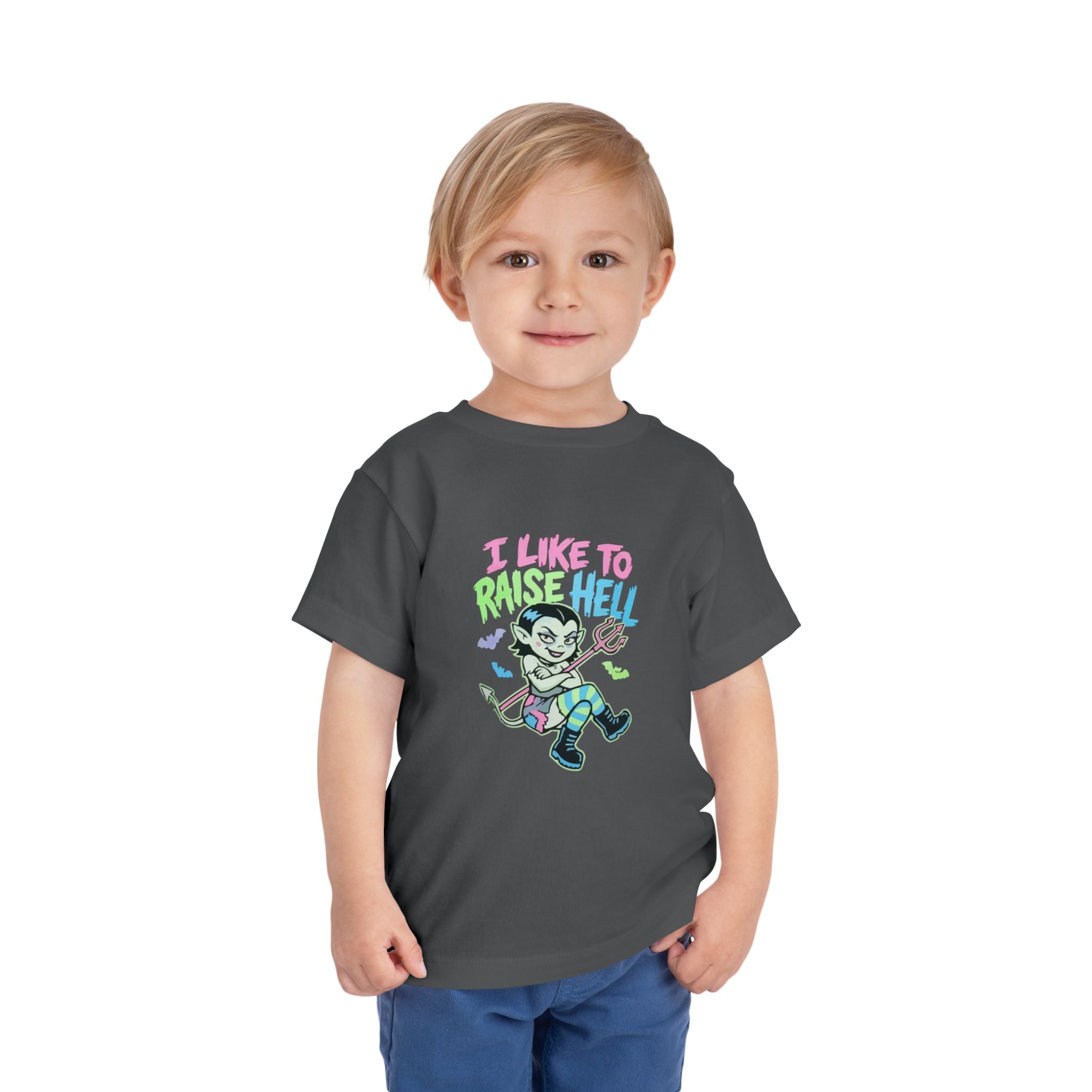 Toddler Tee - "I Like to Raise Hell" Cute Punk Vampire Graphic