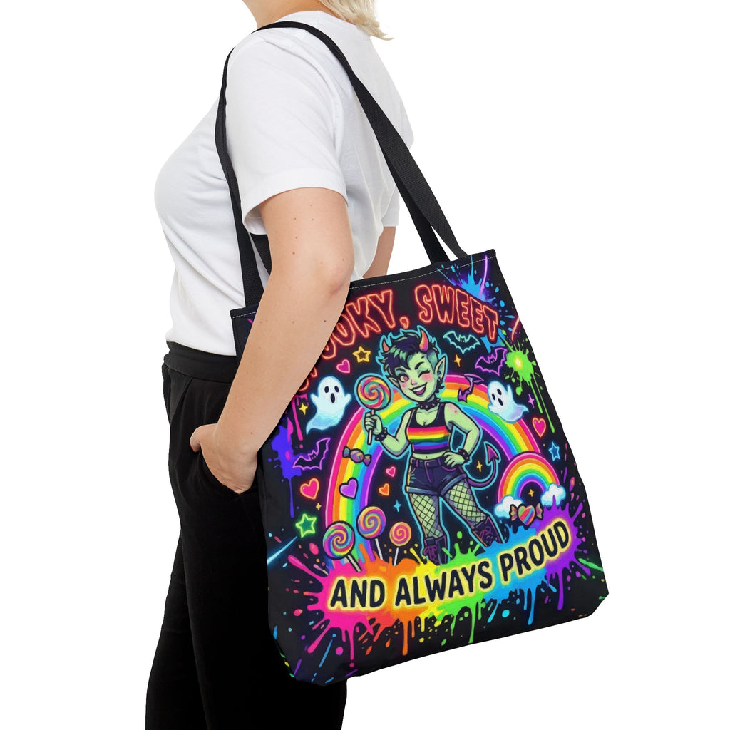 Spooky, Sweet and Always Proud Rainbow Goth Tote Bag