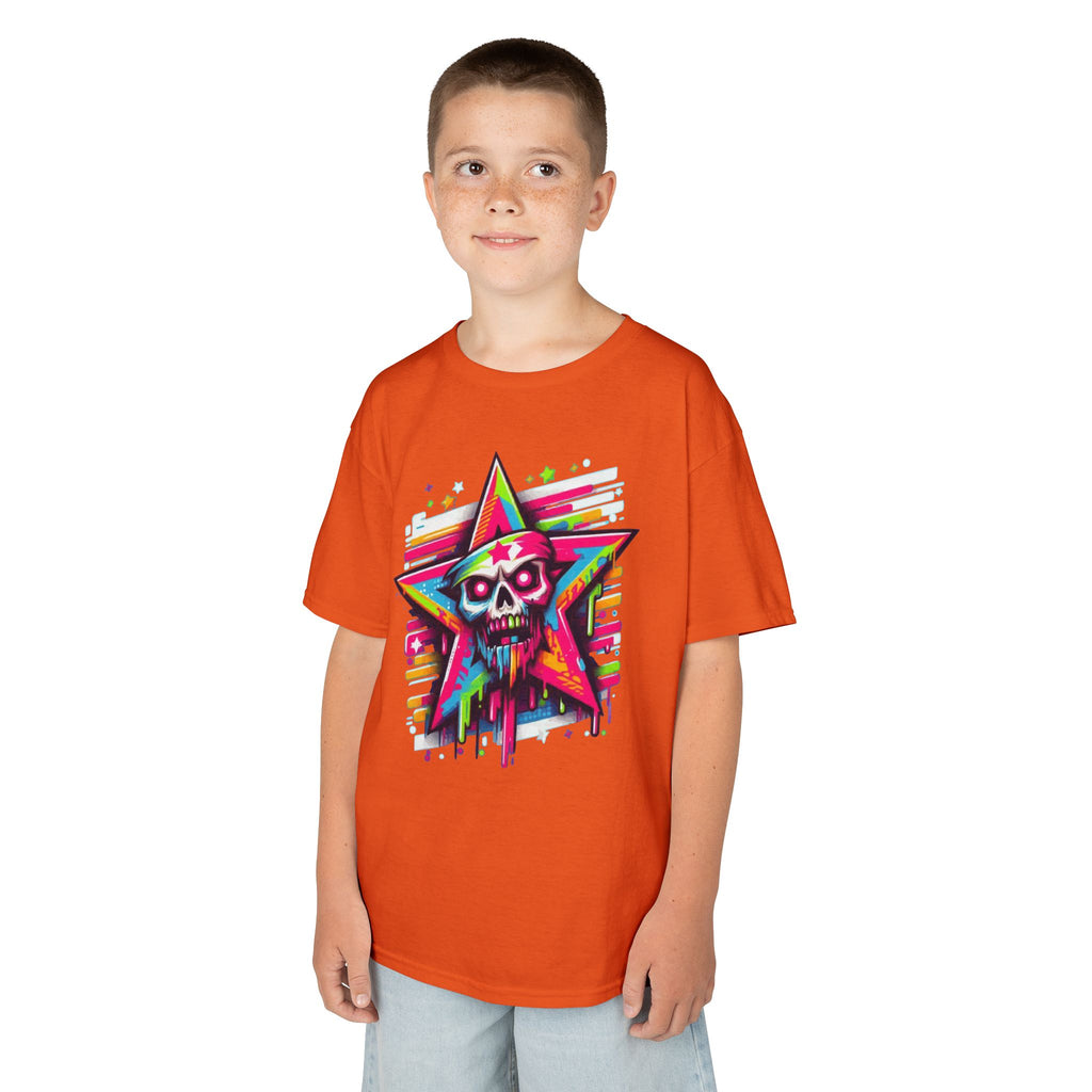 Kids T-Shirt — Neon Drip Zombie Star Graphic Tee