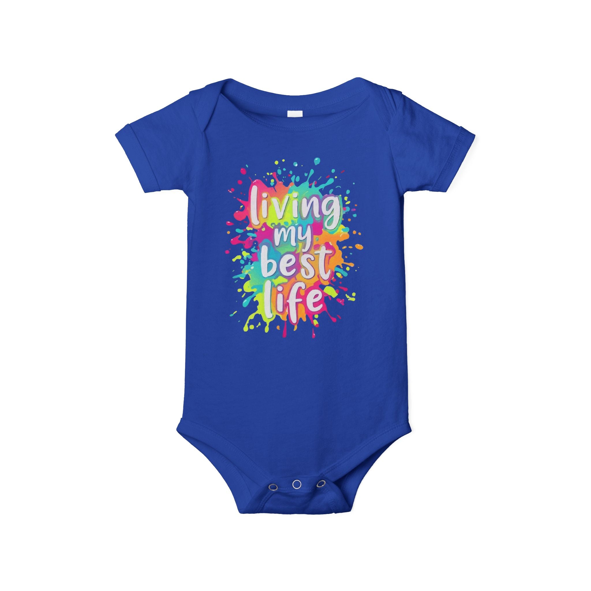 Infant One-Piece – "Living My Best Life" Colorful Splash Baby Bodysuit