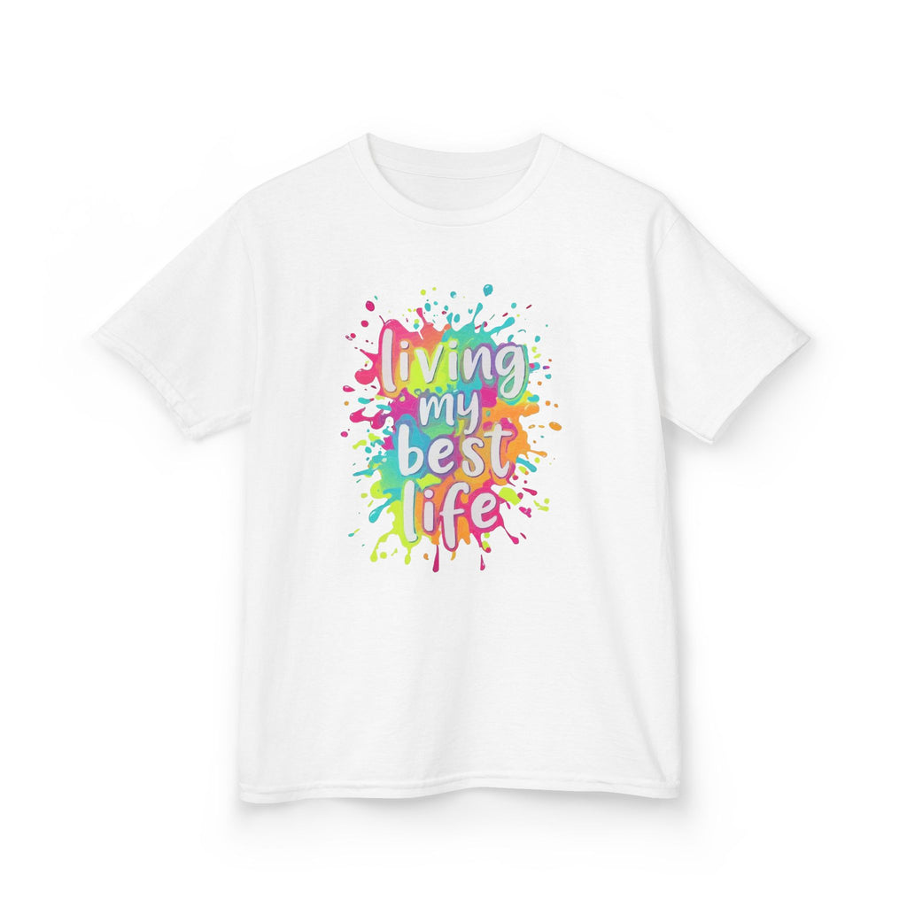 Kids T‑Shirt — "Living My Best Life" Colorful Paint Splash Tee