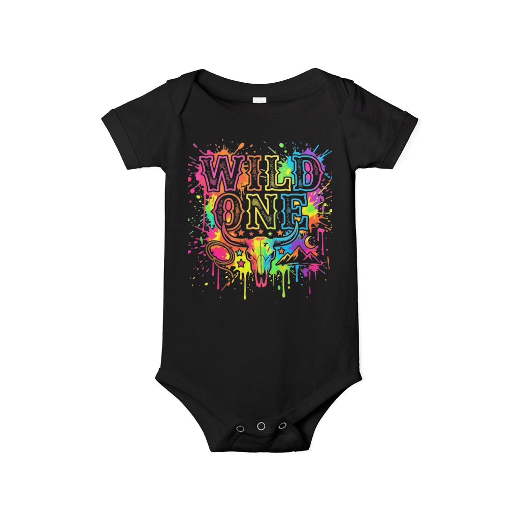 Wild One Tie-Dye Skull Infant Bodysuit - Colorful 1st Birthday Baby Onesie