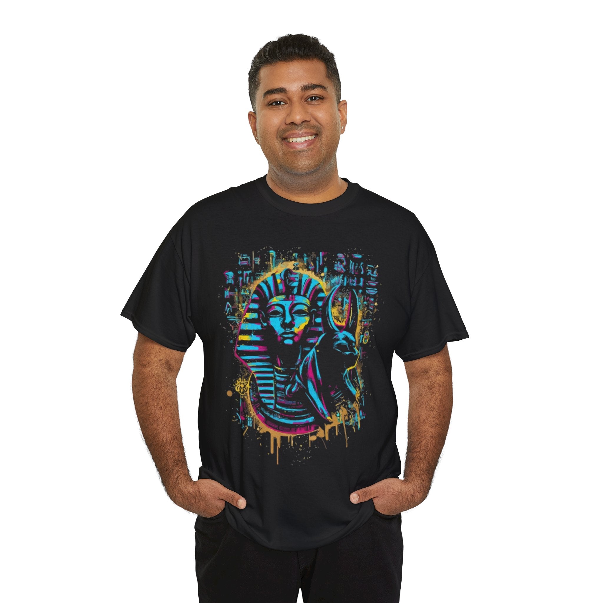 Pharaoh Street Art T-Shirt — Neon Egyptian King Graphic Tee