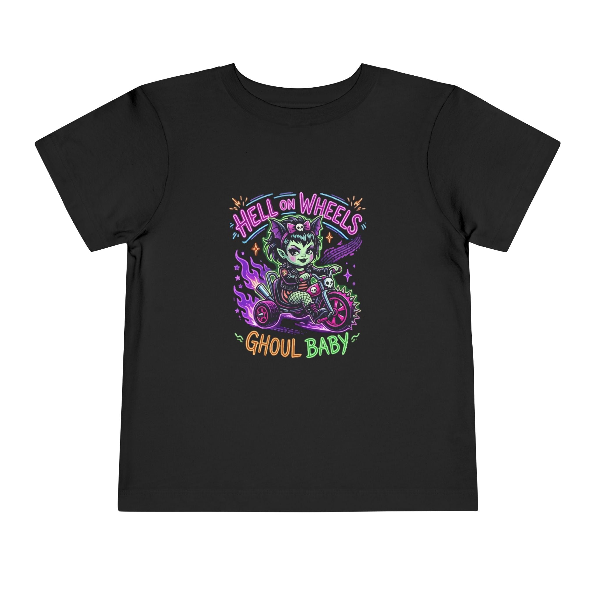 Ghoul Baby Toddler Tee — "Hell on Wheels" Cute Spooky Motorcycle Shirt