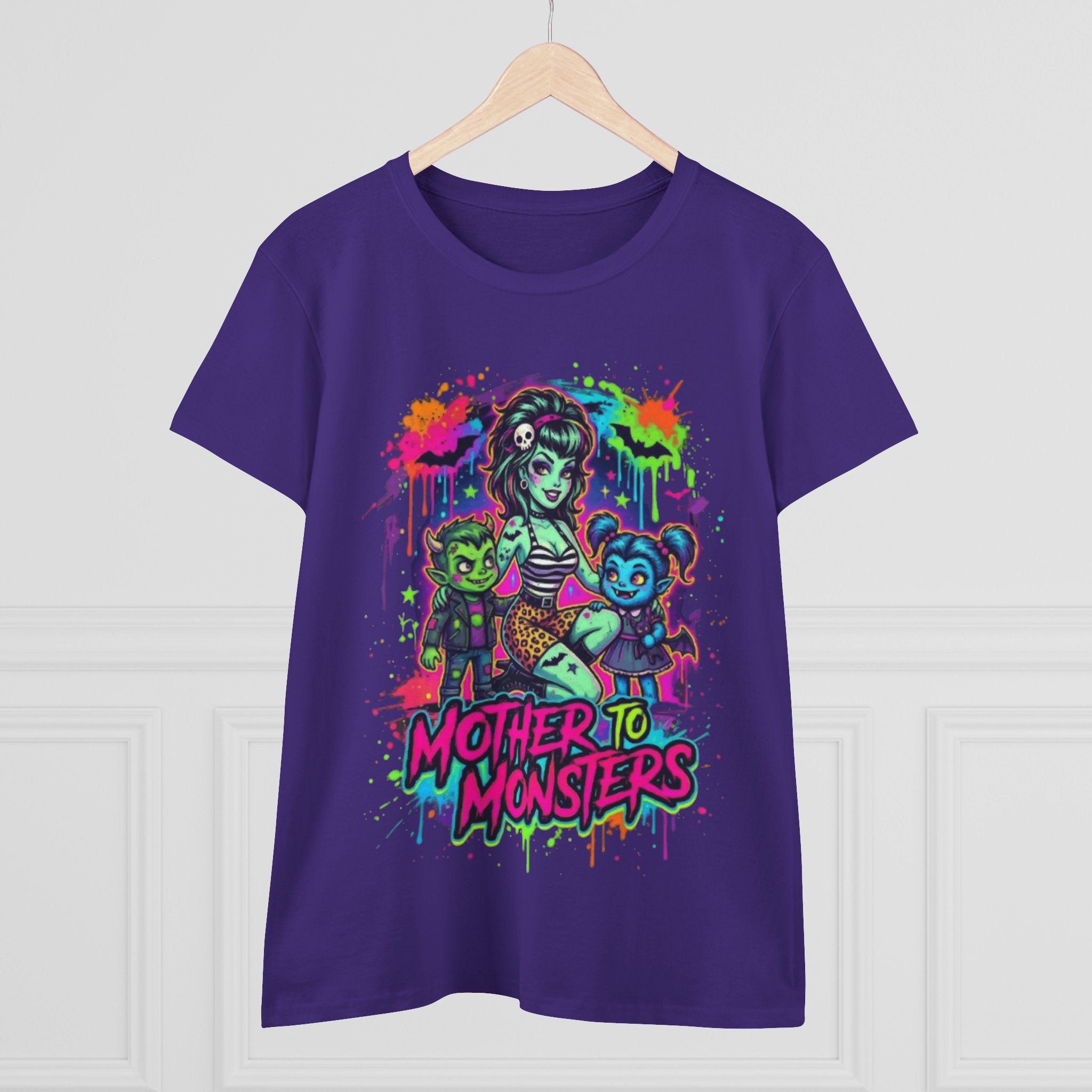 Mother to Monsters Tee — Neon Retro Mom & Kids Halloween Shirt