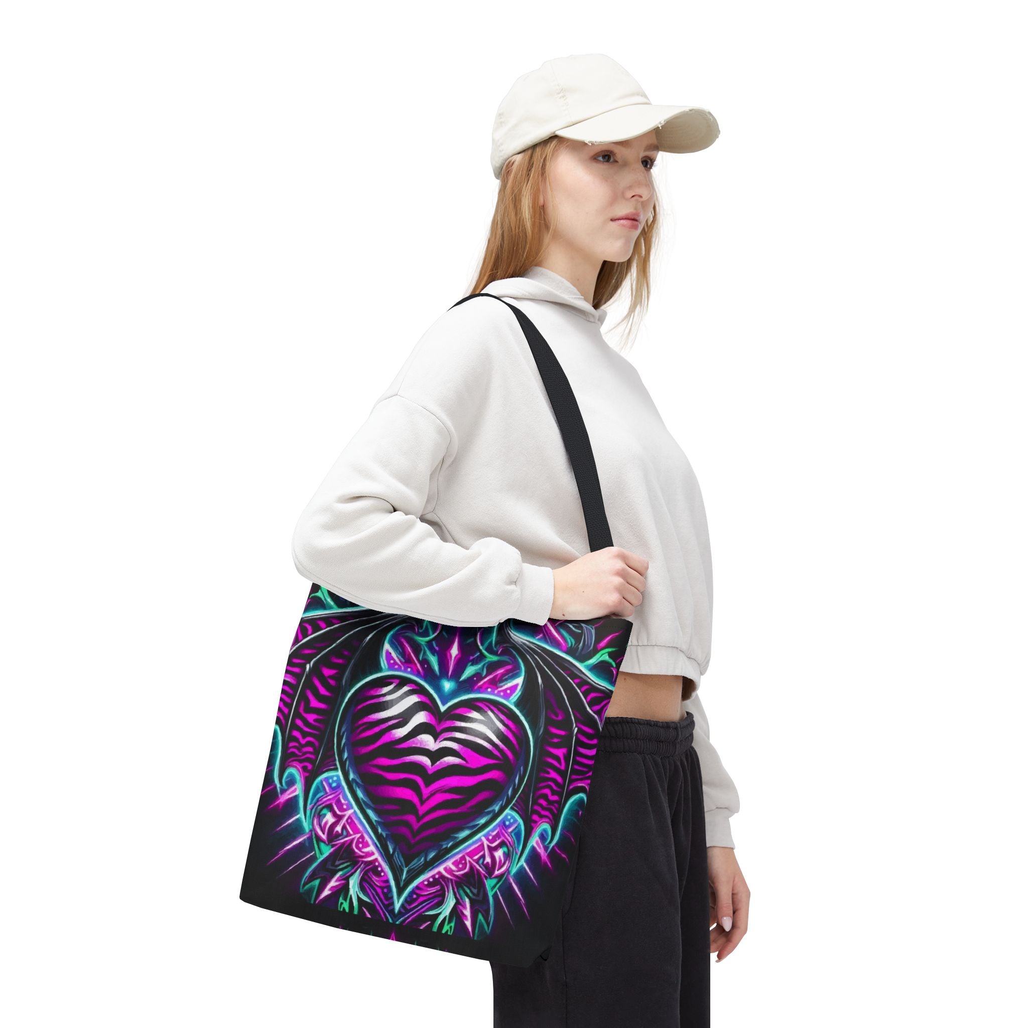 Neon Dragon Heart Tote Bag
