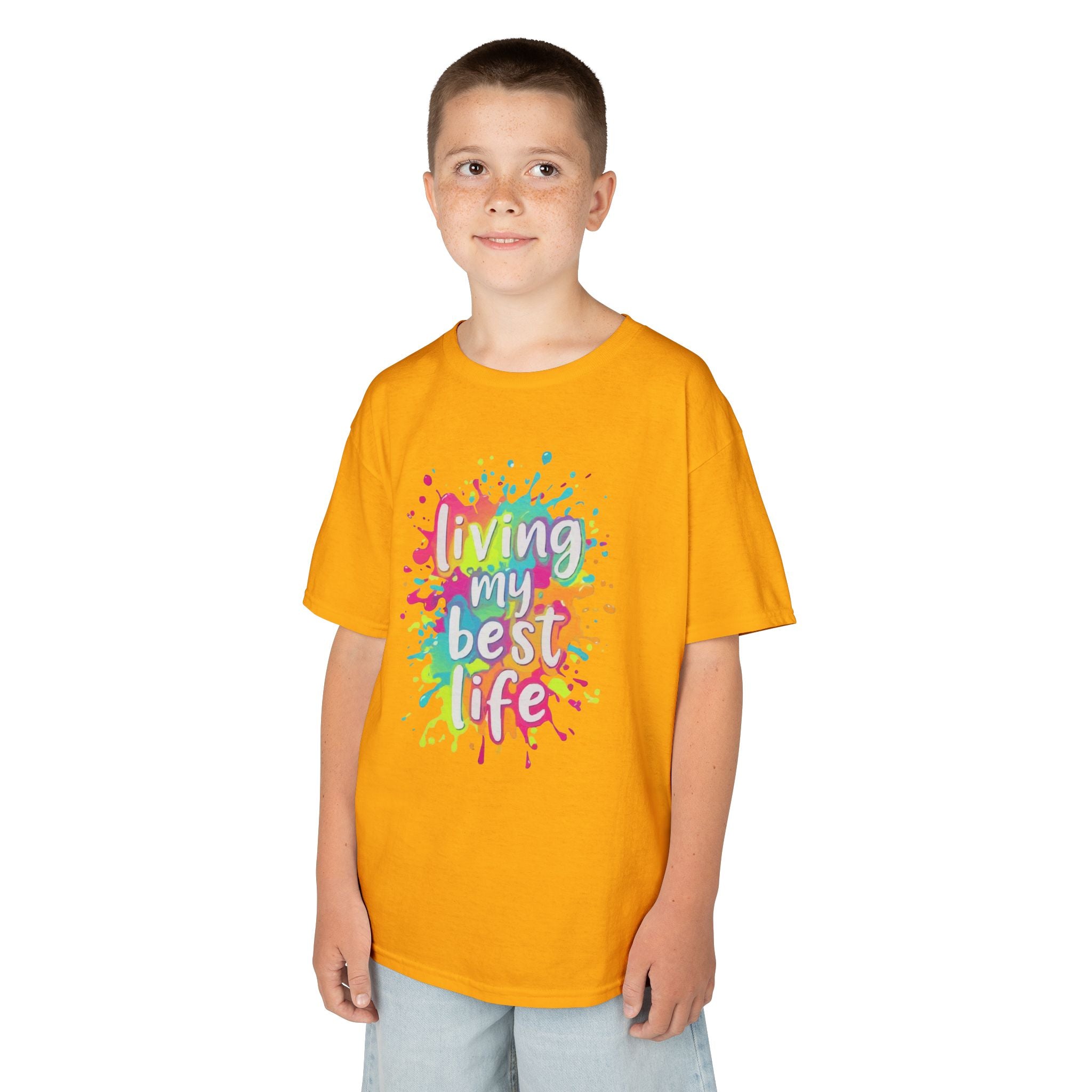 Kids T‑Shirt — "Living My Best Life" Colorful Paint Splash Tee