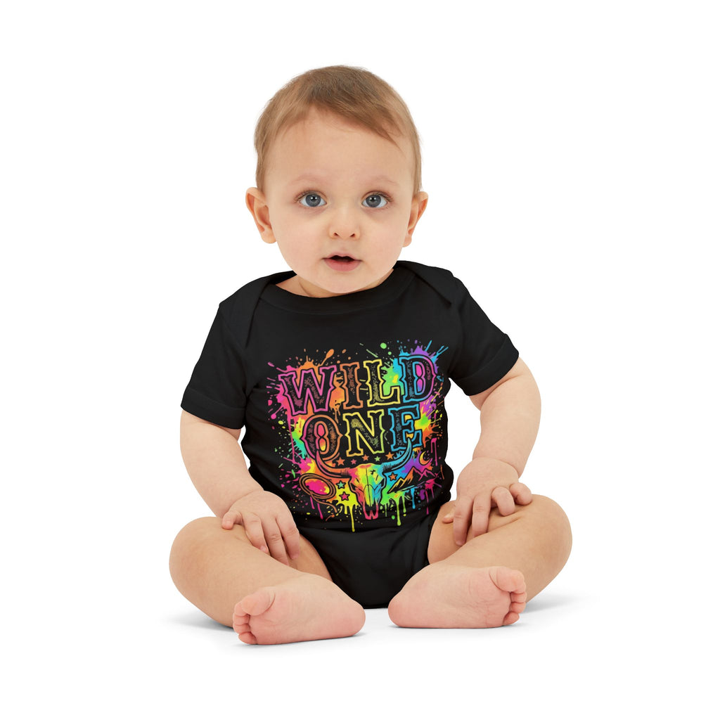Wild One Tie-Dye Skull Infant Bodysuit - Colorful 1st Birthday Baby Onesie