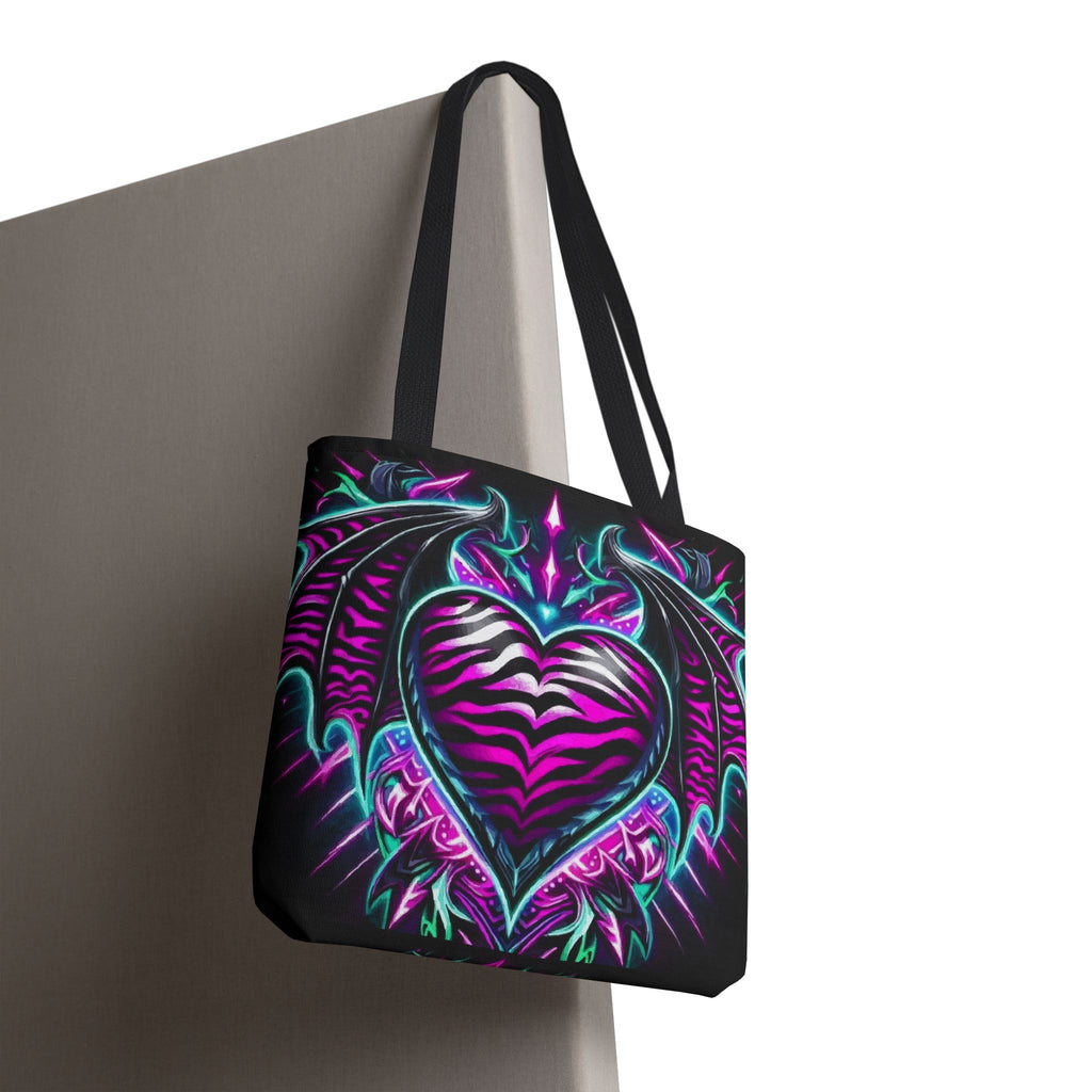 Neon Dragon Heart Tote Bag