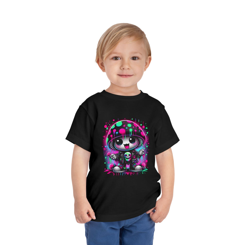 Neon Mushroom Toddler Tee — Cute Psychedelic Mushroom Kids T‑Shirt