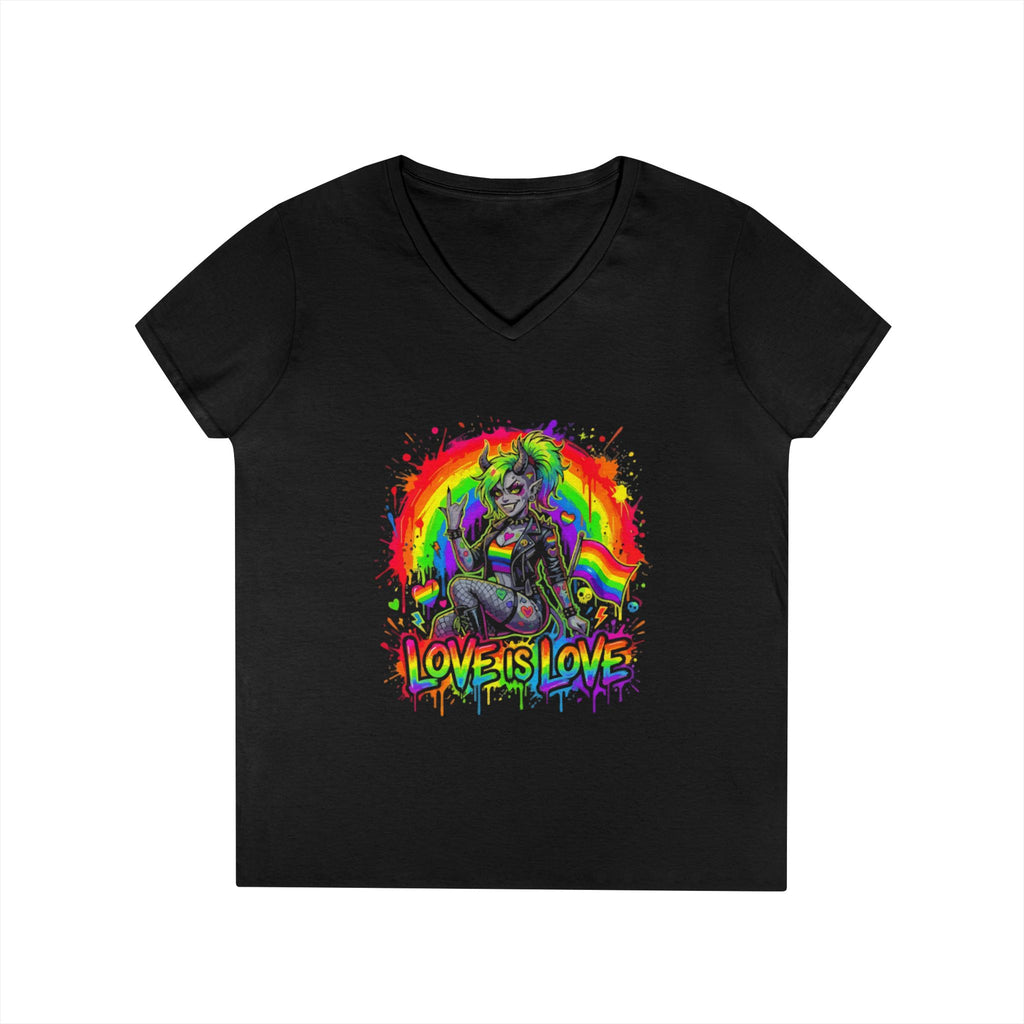 Love Is Love Rainbow Unicorn V-Neck Tee