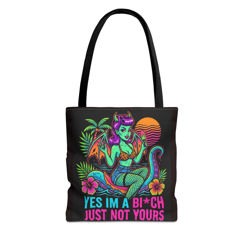 Yes I'm a Bi*ch Tote Bag — Retro Devil Girl LGBTQ+ Pride Beach Tote