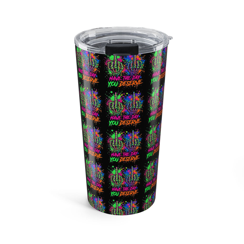 Neon Skeleton Splash 20oz Tumbler – "Save the Date You Deserve" Colorful Skull Travel Cup