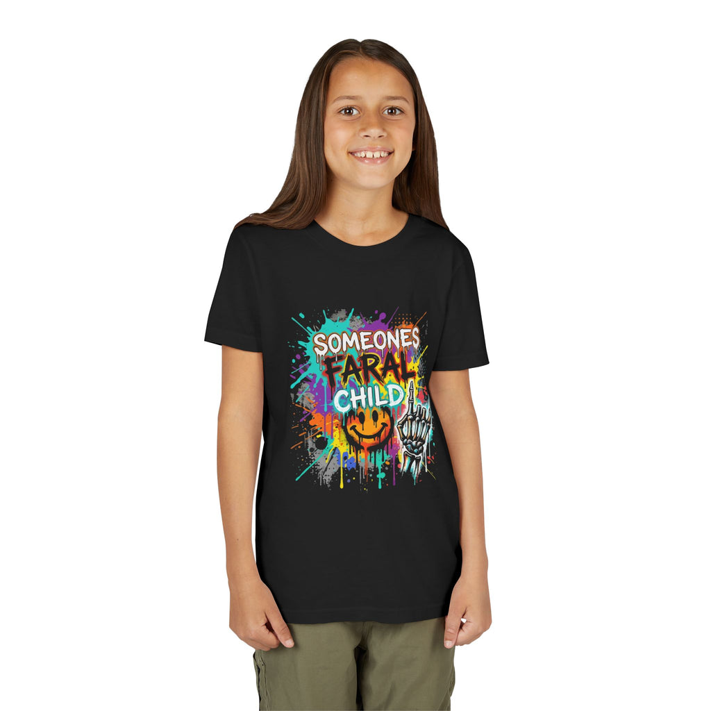 Youth Tee — "Someone's Feral Child" Colorful Graffiti Skull Design