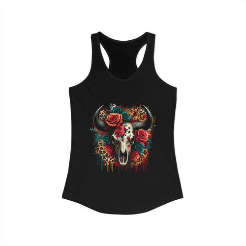 Animal Print Bull Skull Racerback Tank — Women's Bullprint Tank Top