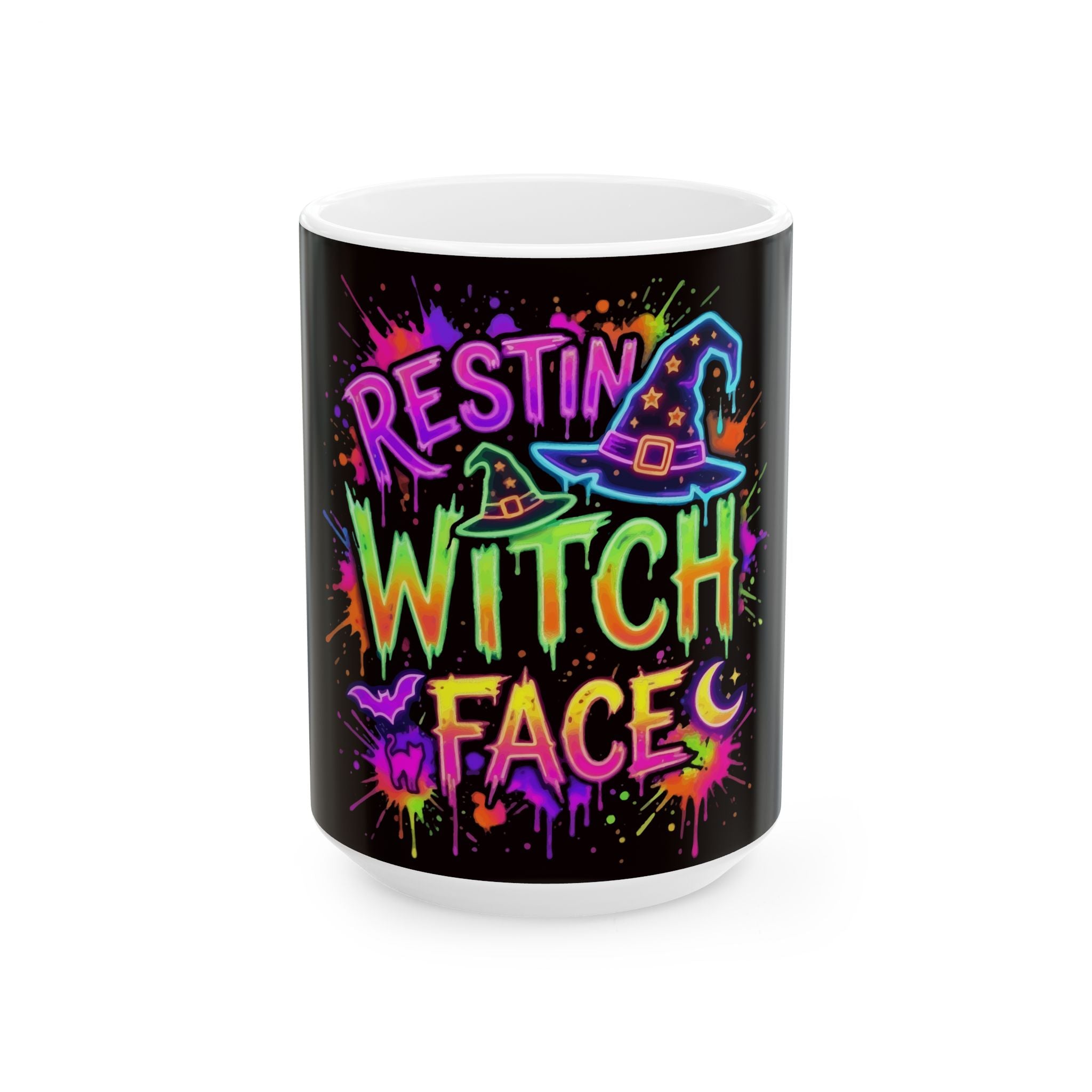 Ceramic Mug — "Restin' Witch Face" Neon Halloween Coffee Mug (11oz & 15oz)