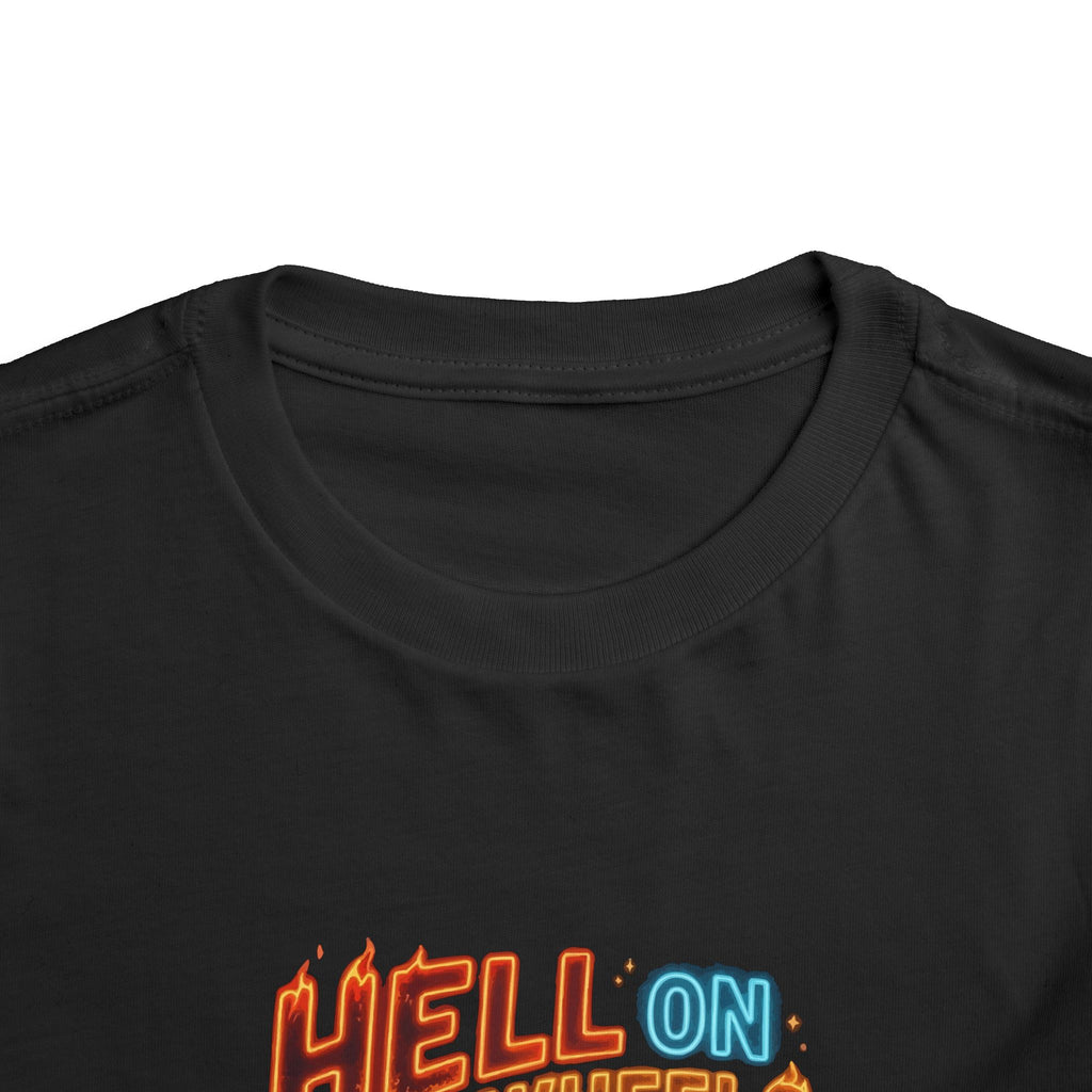 Toddler Tee — "Hell on Wheels" Cute Monster Trike Graphic
