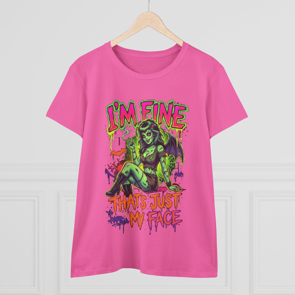 I'm Fine That's Just My Face Tee — Women's Horror Graphic T-Shirt