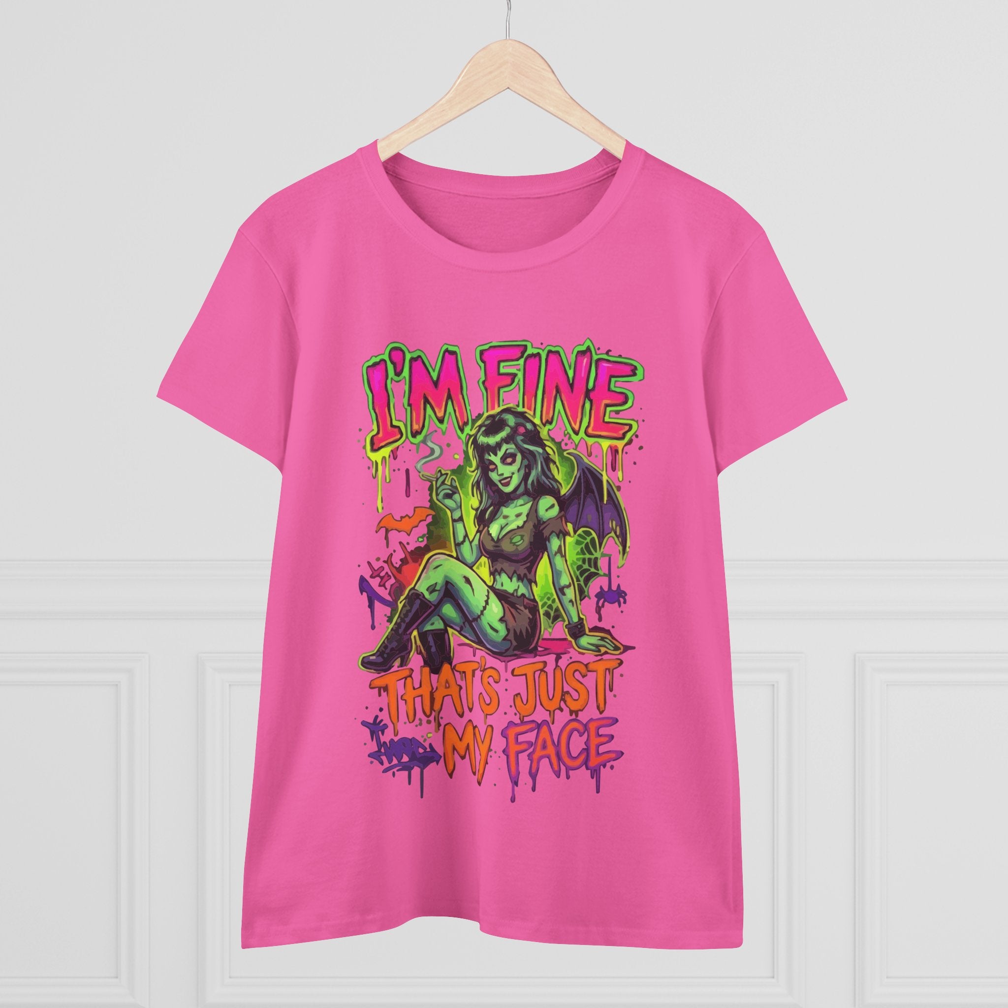 I'm Fine That's Just My Face Tee — Women's Horror Graphic T-Shirt