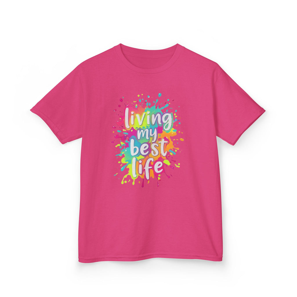 Kids T‑Shirt — "Living My Best Life" Colorful Paint Splash Tee