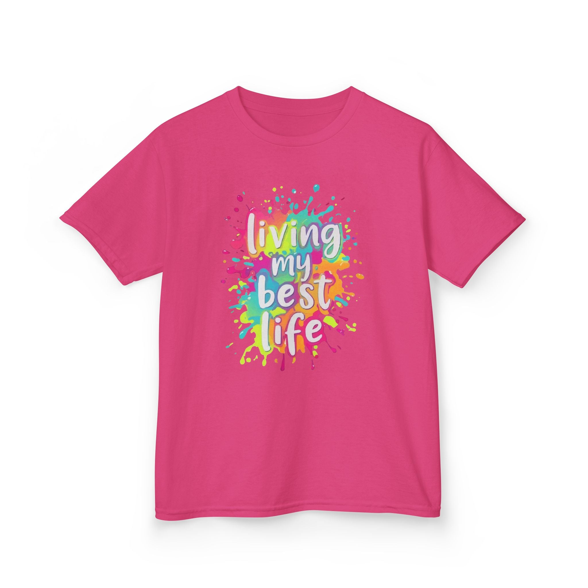 Kids T‑Shirt — "Living My Best Life" Colorful Paint Splash Tee