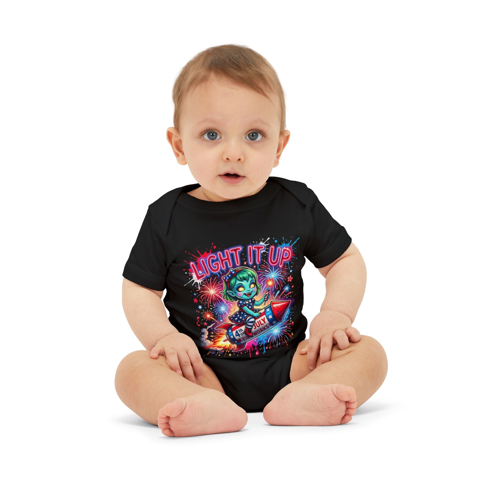 Light It Up Rocket Baby Onesie — Neon Space Alien Infant Bodysuit