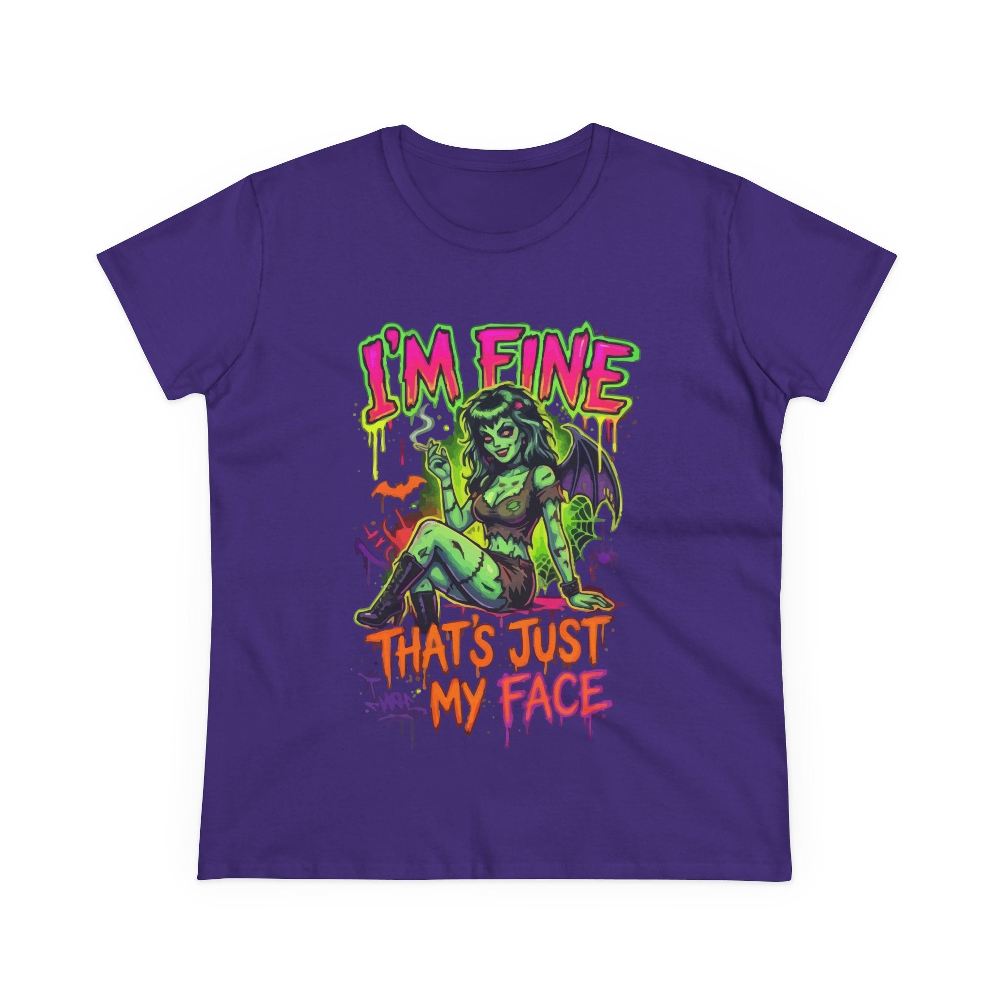 I'm Fine That's Just My Face Tee — Women's Horror Graphic T-Shirt