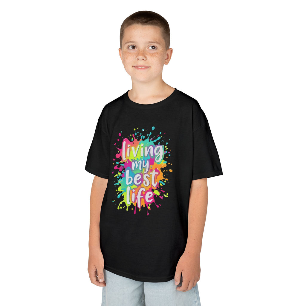 Kids T‑Shirt — "Living My Best Life" Colorful Paint Splash Tee