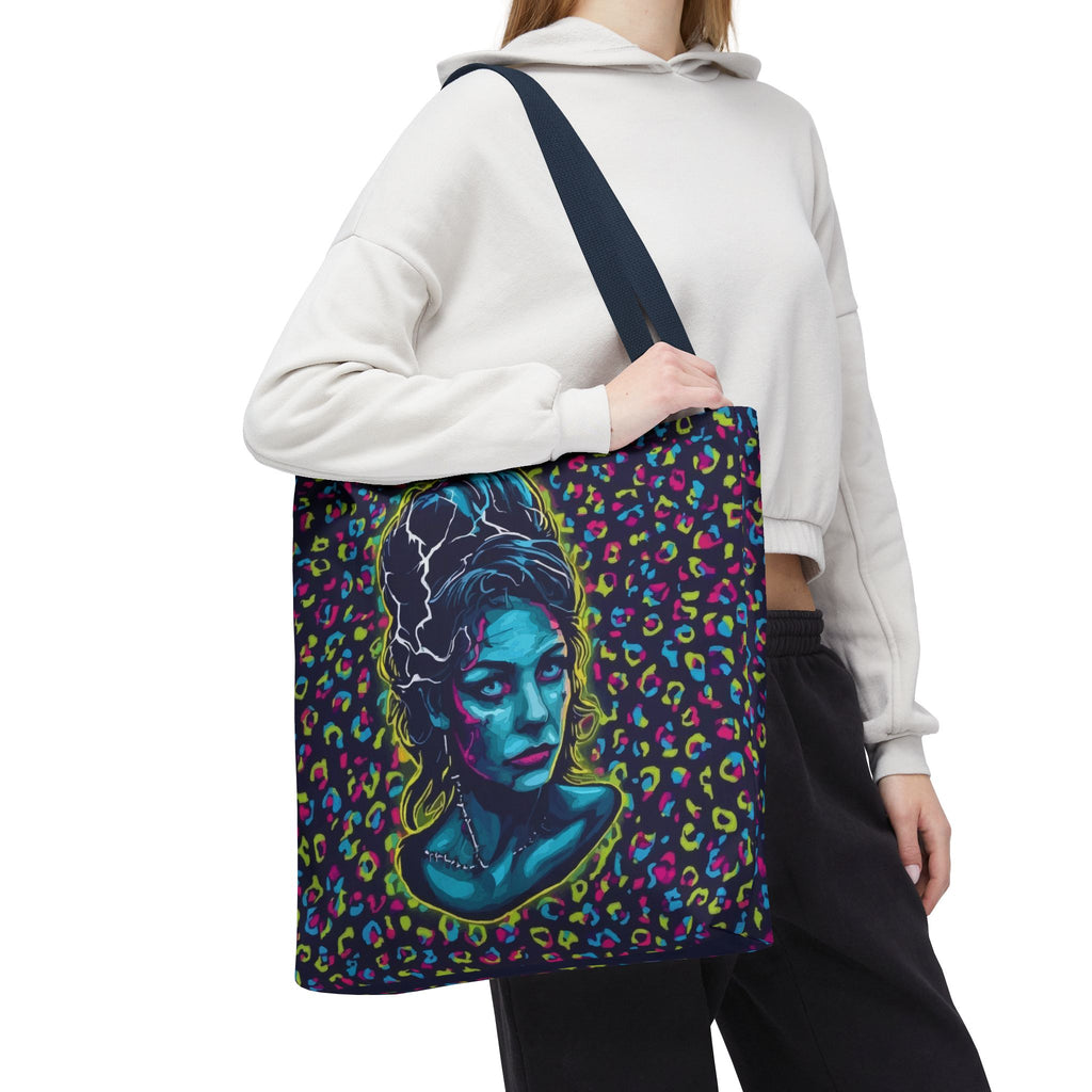 Neon Bride of Frankenstein Tote Bag - Retro Pop Art All-Over Print