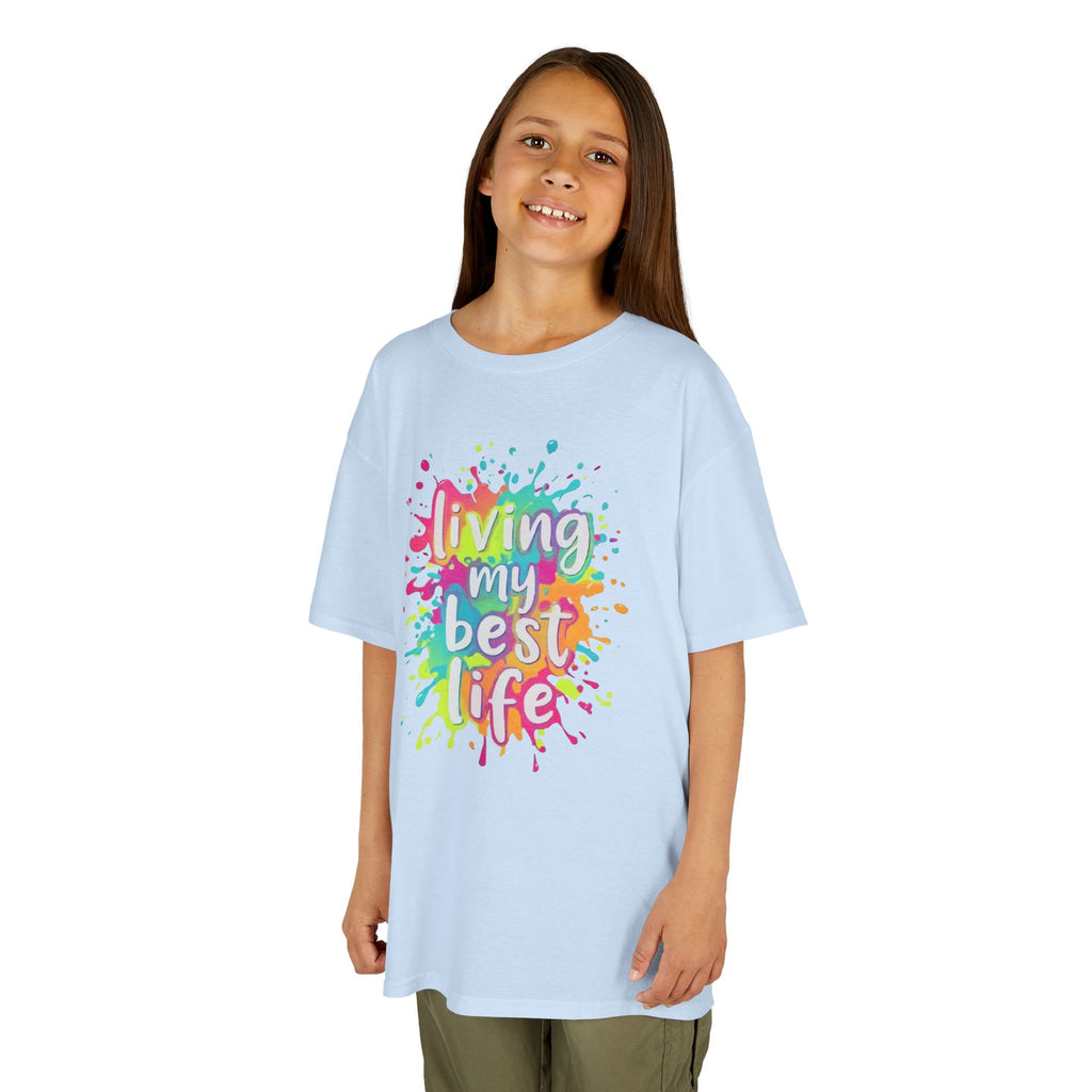 Kids T‑Shirt — "Living My Best Life" Colorful Paint Splash Tee