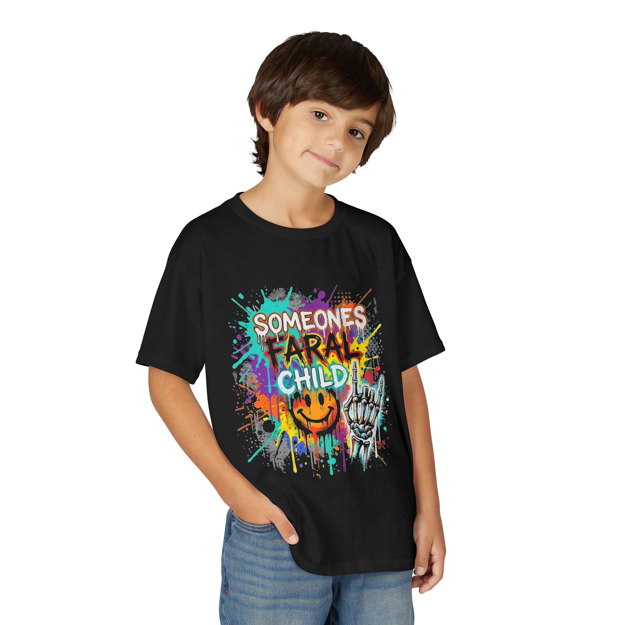 Youth T‑Shirt — "Someone's Faray Child" Colorful Graffiti Smile Design