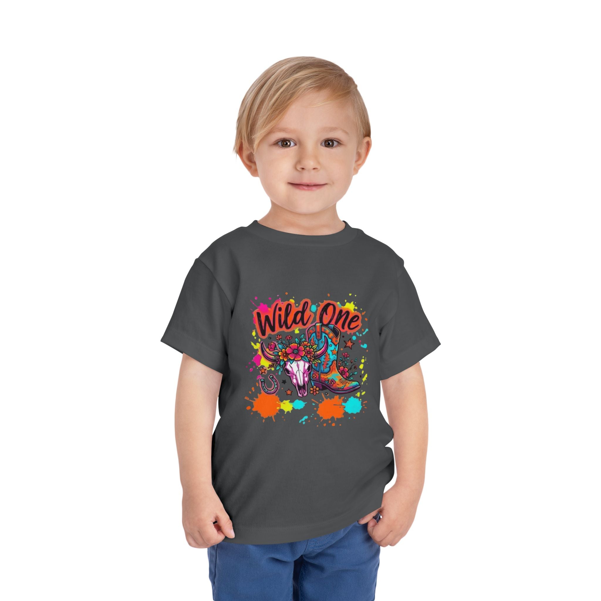 Wild One Toddler Tee — Colorful Cowboy Boots 1st Birthday Shirt