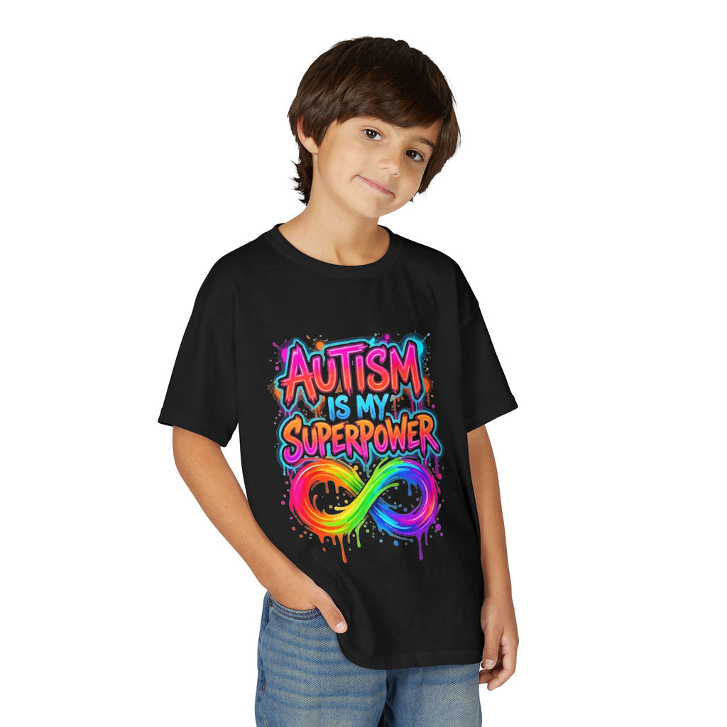 Autism Is My Superpower Youth T‑Shirt — Rainbow Infinity Kids Tee for Autism Awareness