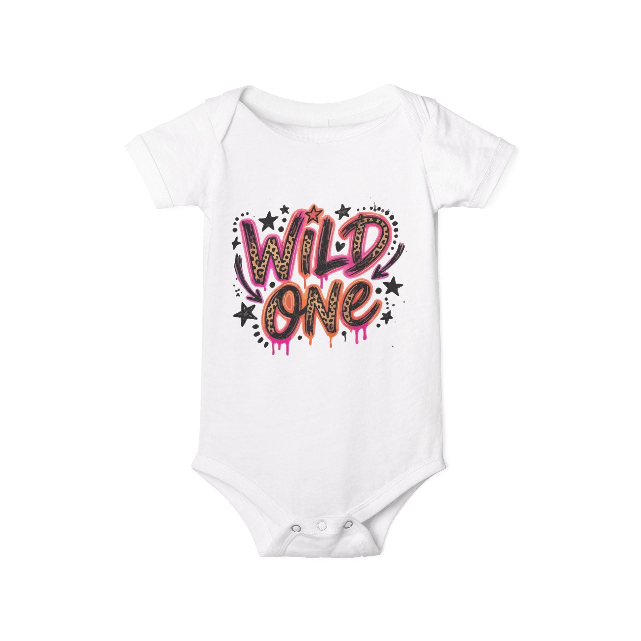 Wild One Baby Bodysuit – First Birthday Infant Onesie, Graffiti Pink "Wild One" Design